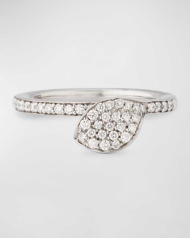 Giardini Segreti 18k White Gold Diamond Leaf Ring, Size 7